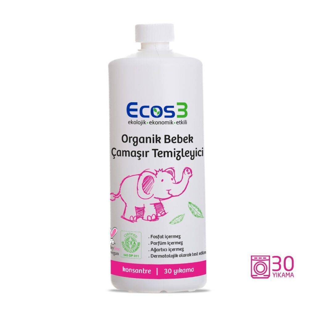 Ecos3 Organik Bebek Çamaşır Deterjanı şişesi