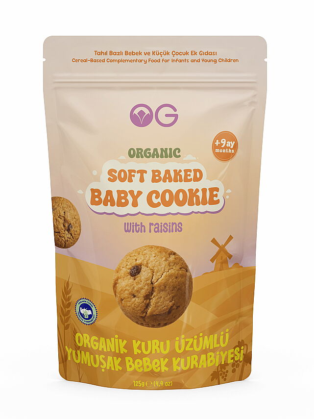 Organik Kuru Üzümlü Yumuşak Bebek Kurabiyesi 125 Gr +9 Ay