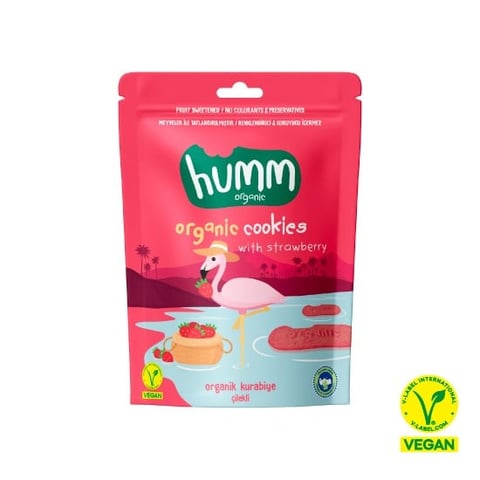 Humm Organic Organik Vegan Çilekli Kurabiye 55 Gr